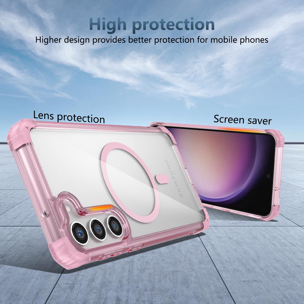 For Samsung Galaxy S23+ Magnetic Case TPU+PC Anti-Drop Clear Phone Cover