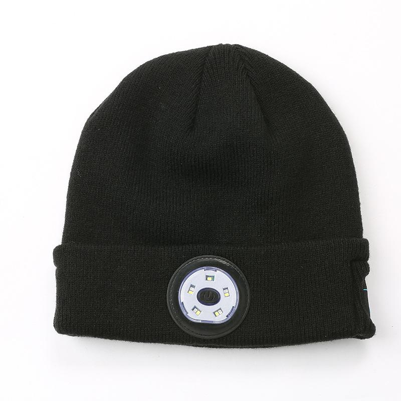 LED Lighted Beanie Hat USB Rechargeable Unisex Warm Winter Knitted Cap Headlamp Flashlight For Night Running Cycling Amagi
