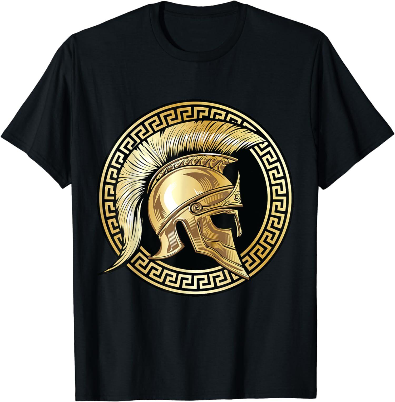NEW LIMITED Spartan Helmet Gold Gladiator Sparta Greek Gym Workout T-Shirt L