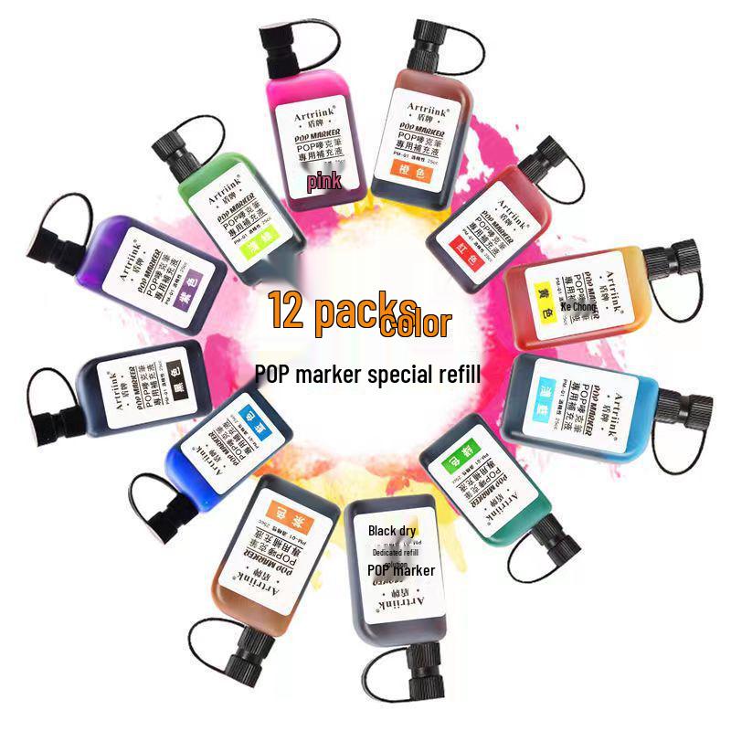 24-Color Oil-Based Marker Refill Ink for Hand-Drawn POP Posters