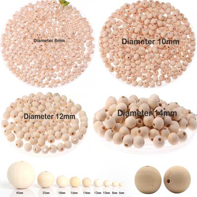 10–500 Stück natürliche Holz-Abstandsperlen, rund, umweltfreundlich, lose Holzperlen, DIY-Bastelzubehör, Schmuckherstellung, Armbandzubehör