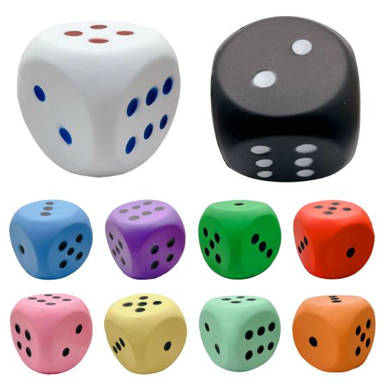 Large Slow-Rising Dice Squeeze Toy Soft PU Fidget for Stress Relief Rounded Corners for Safe Play Colorful Pinch Toy for Board Games
