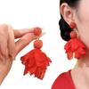 Korean Style Chiffon Flower Pearl Stud Earrings - Light Luxury High-End Raffia Steel Needle Accessories for Women