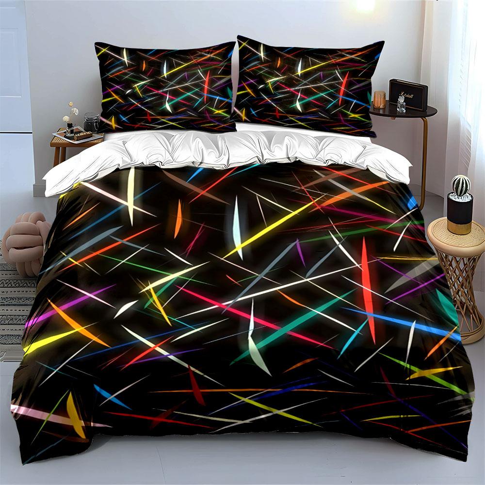Multicolored neon light streaks. Bedding sets Duvet cover sets Duvet covers Pillowcases(1*Duvet Cover 2*Pillowcases without duvet insert)