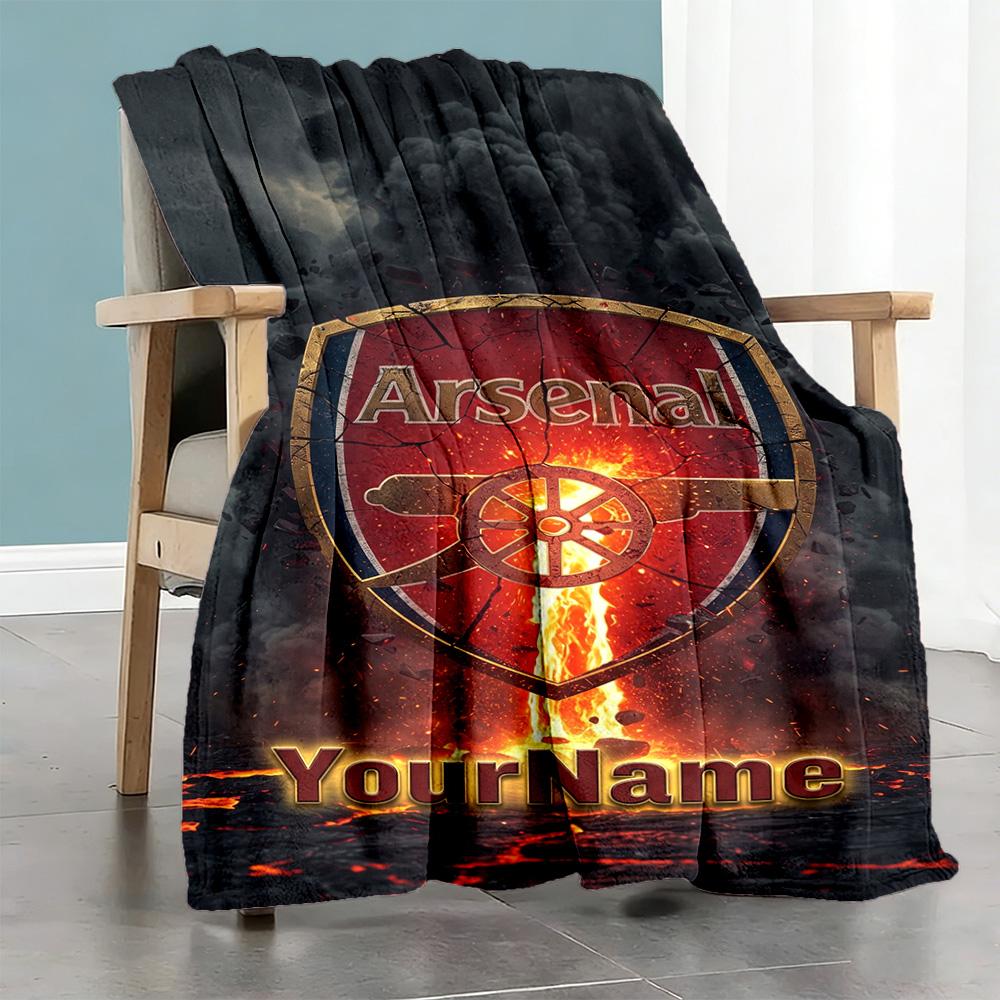 Arsenal Customize Text Blanket Cozy Personalized Blanket Durable Comfort Perfect for Office Couch Picnics Bed Ideal for All Seasons