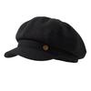 Korean Version of Autumn and Winter New Hat for Women with High End Metallic Octagonal Hat Black Retro Duck Tongue Beret Trendy
