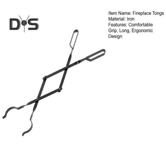 26 Inch Fireplace Tongs Heavy Duty Iron Log Grabber Log Tweezers Log Claw Long Handle Firewood Tongs Fireplace Accessory for Indoor Outdoor