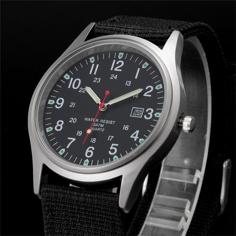 Students Brand Watches Men Fashion Casual Nylon Band Sports Simple Date Quartz Watch Black Erkek Barato Saat Relogio Masculino