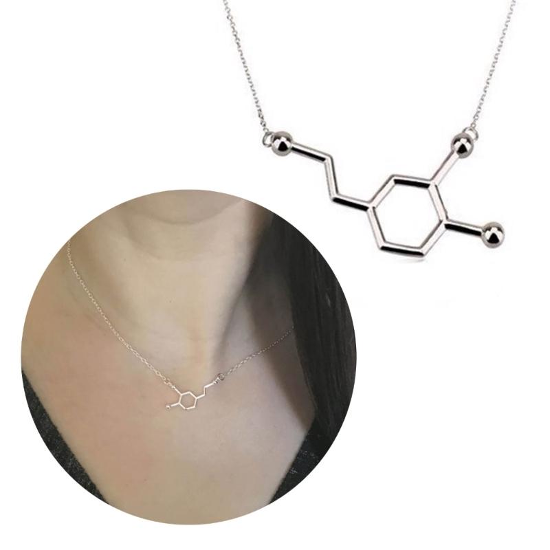 Dopamine Molecule Necklace Stylish Neck Chain Ajustable Collarbone Chain Trendy Neck Jewelry for Chemistry Enthusiasts