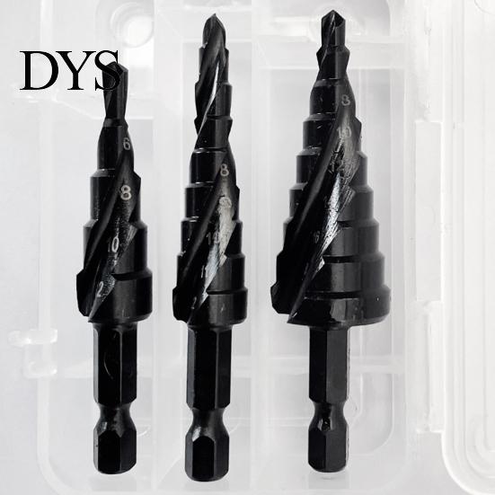 Twist Drills 3Pcs Drill Bits High-Hardness Sharp Spiral Hexagonal Handle Pagoda Combined Set for Workshop Step