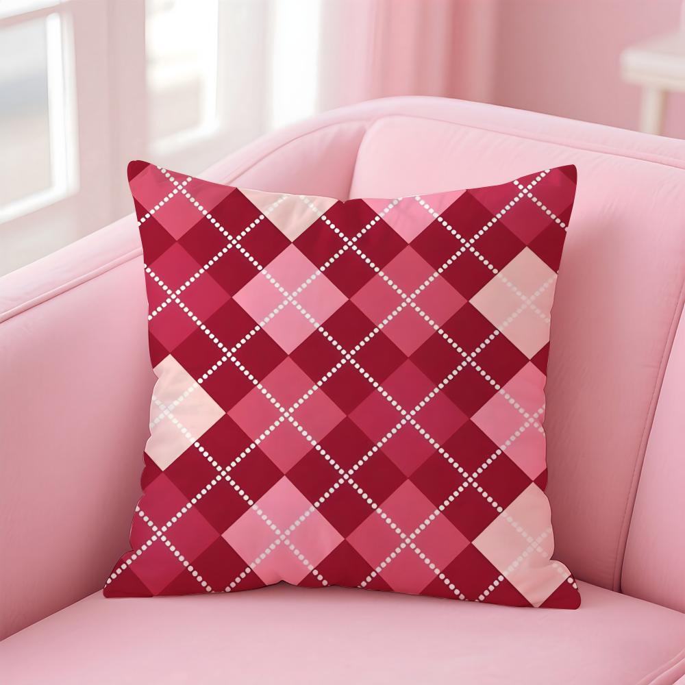 Colorful checkered pattern Cushion Cover Pillow Case Soft Skin Friendly Fabric Comfort Concealed Zipper