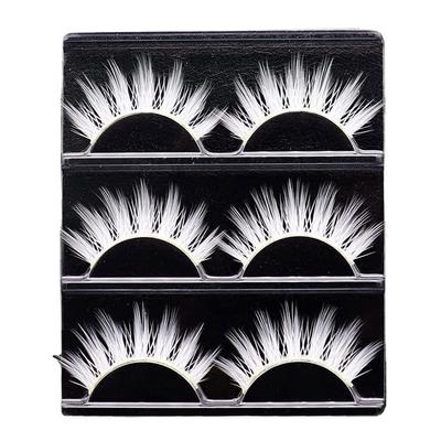 3 Paar Weiße Falsche Wimpern Cosplay Make-up Weiße Natürliche Falsche Wimpern Bühnenauftritt Kleid