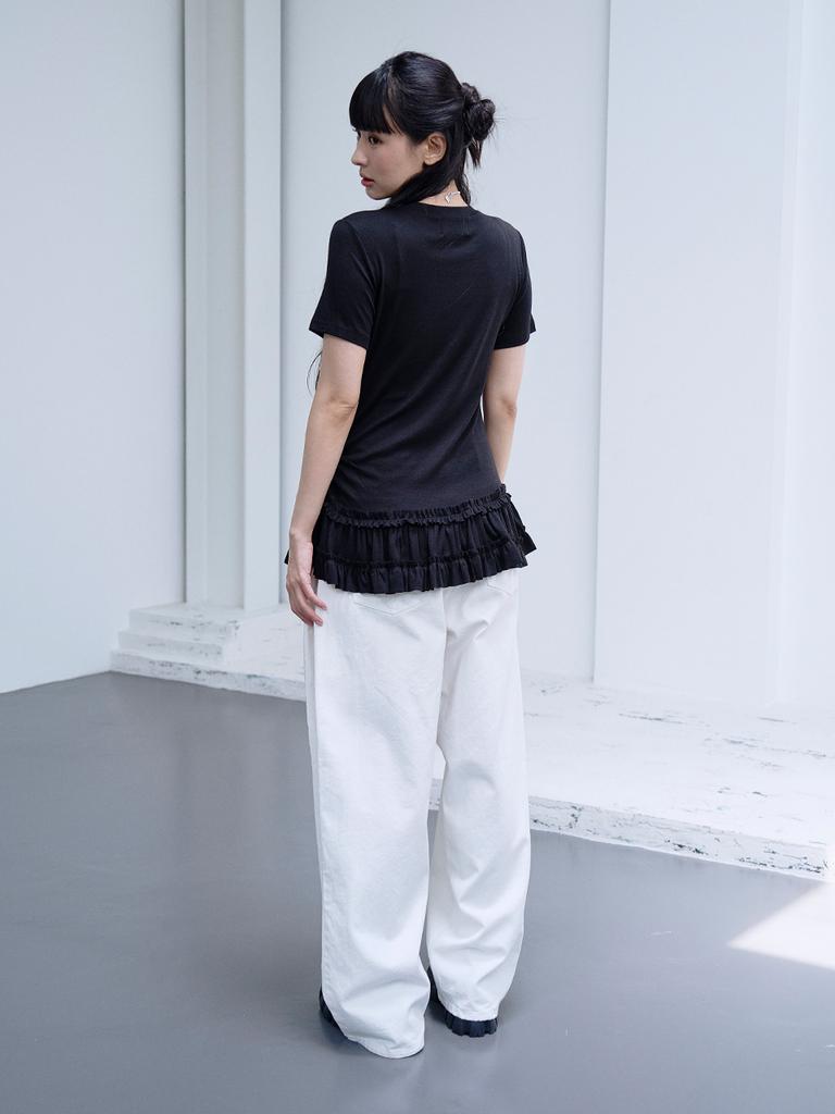 THE GREEN LAB Tiered Short Sleeve T-Shirt [Black]