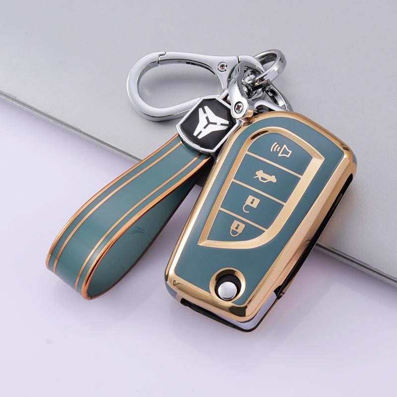 TPU Autoschlüsselhülle für Toyota Corolla 2020 für Toyota Camry 70 Prius C-HR Clicker Carwalaa Schlüsselhülle Halter 4-Knopf Schlüsselhülle