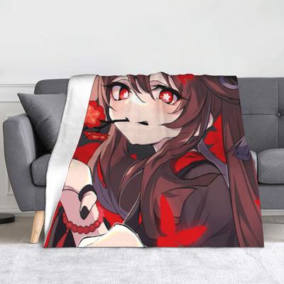 Hu Tao Genshin Impact Blanket Fleece Spring/Autumn Video Game Multifunction Ultra-Soft Throw Blankets for Home Couch Bedspreads