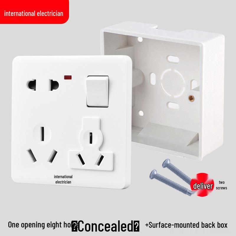 86 Type One-Gang Multi-Function Socket with Switch, High-Power Ten-Hole Panel