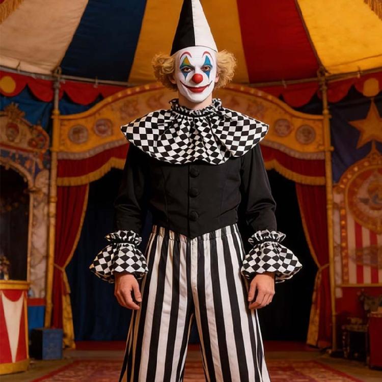 Clown Roleplay Cosplay Costume Outfit Halloween Clown Dressing Up Set Clown Collar Clow Gloves Hand Sleeves