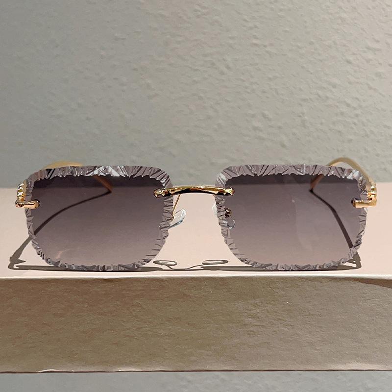 Rimless Square Sunglasses Men Women Fashion Gradient Lens Trendy Style Sun Glasses for Outdoor Driving Holiday