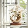 1 Elegant Crystal Vase with White Lily and Gold Decoration -2D Flat Living Room, Office Decoration | Perfect for Home Decoration