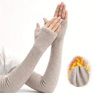 Minimalist Cashmere Warm Sleeves Soft Cozy Warm Knit Long Sleeves Women Autumn Winter Fingerless Coldproof Sleeves