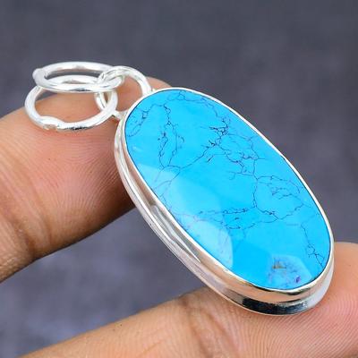 Natural Santa Rosa Turquoise Gemstone 925 Steling Silver Pendant 1.85" V4y75