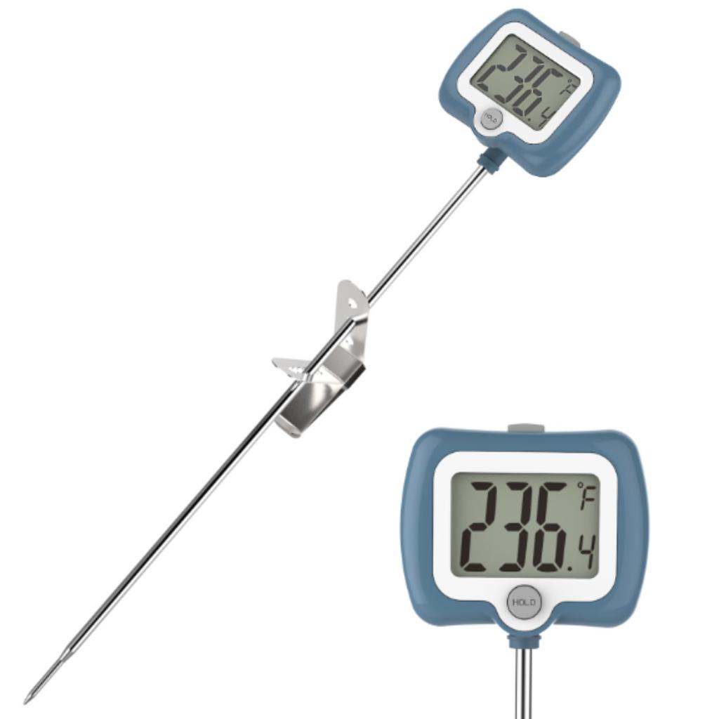 Digital Candy Thermometer with 10" Probe & Pot Clip - Instant-Read LCD Food Thermometer for Candy Making Meat Cooking