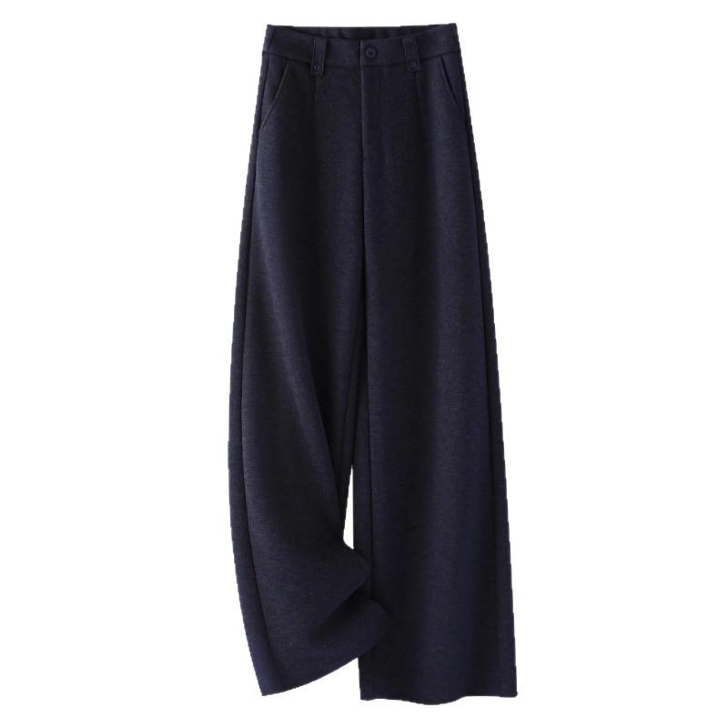 Women's Woolen Wide-Leg Drape Pants: New 2025 Loose, Stylish Velvet-Enhanced Suit Trousers for Autumn and Winter.