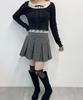 WEGO PHILLY Box Pleated Size Charcoal Suede-Touch Skirt, Women's, S,