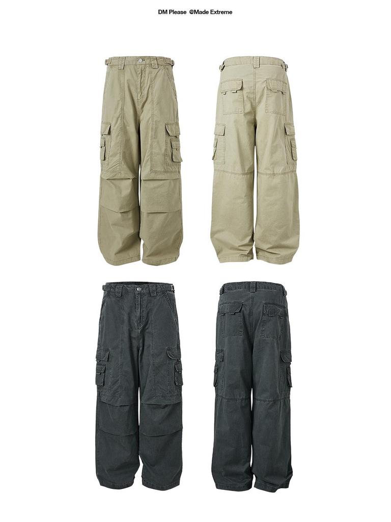 Calças Táticas Paraquedista MADEEXTREME Vintage American Streetwear - Corte Solto, Calças Masculinas de Algodão