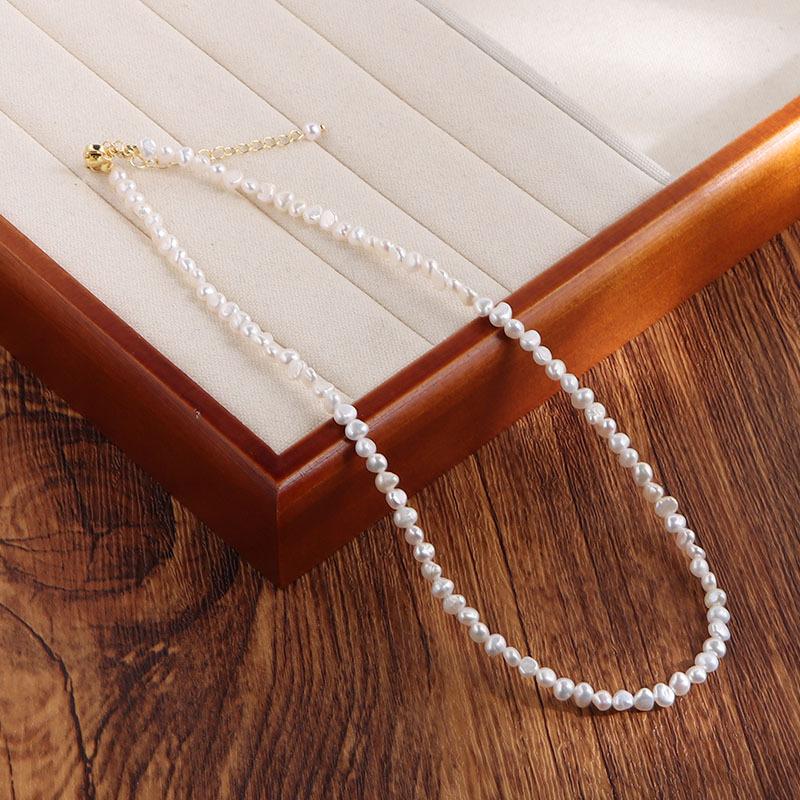 French Retro Natural Freshwater Pearl Necklace Women's Fashion Simple Temperament Neck Chain Sweater Chain Wholesale
