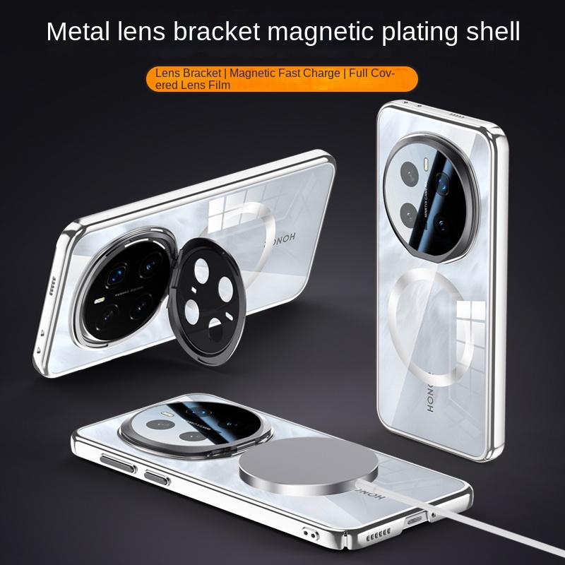 For Huawei Honor Magic 7 Pro Case Transparent Magnetic Wireless Charging Stand Protective Back Cover Case For Magic 7pro Shell