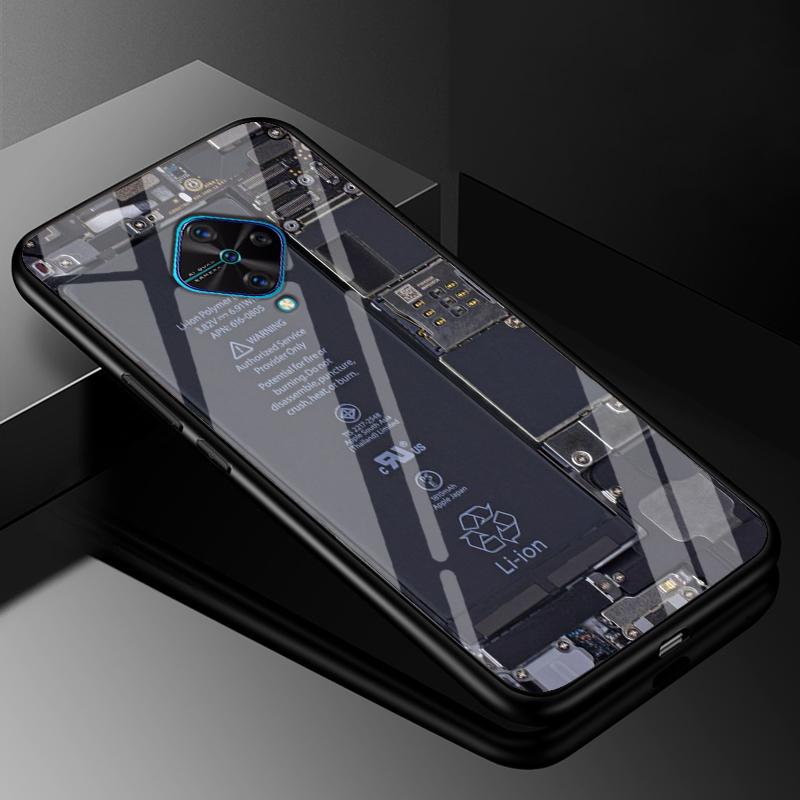 Tempered Glass Case For Vivo V17 Case Russia Glass Back Cover Soft Bumper For Vivo V17 Phone Cases V 17 Funda Y9s S1 Pro Coque
