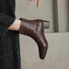 Krazing Pot Sheepskin Autumn Winter Shoes Thick Heels Size 42 Square Toe Zipper Vintage Ankle Boots