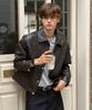 OWSA Vintage Pintuck Leather Jacket - Brown