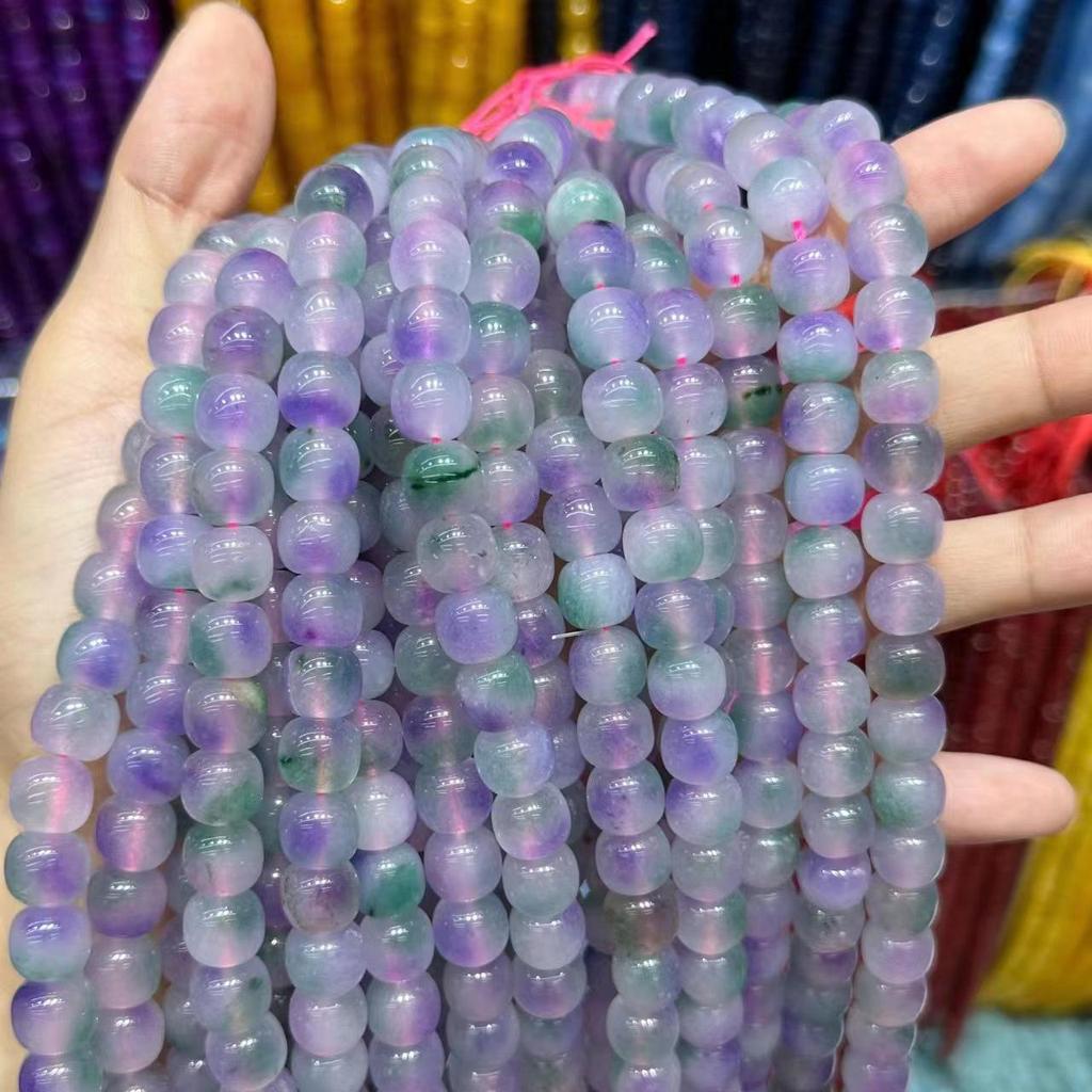 9x10 Natural Chalcedony Beads: Multicolor Morganite, Tourmaline, Amazonite Barrel Beads for DIY Jewelry