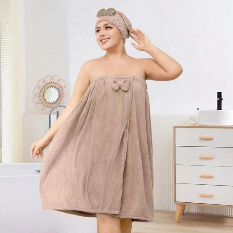 Damen Übergröße Saugfähiger Komfort Bademantel und Duschhaube