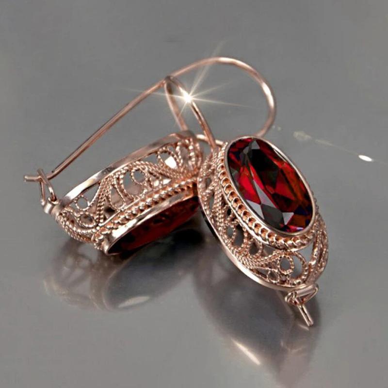 

CAOSHI Vintage Dangle Earrings for Women Blue Color/Red Color Cubic Zirconia Simple Female Zircon Wedding Anniversary Party