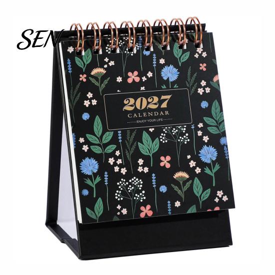 Tabletop Calendar 2026-2027 Mini Desk Calendar, 18 Months July 2026 to Dec 2027 Standing Flip Floral Theme with Twin-Wire Binding Thickened
