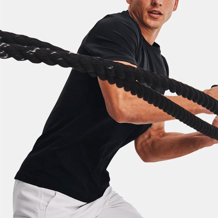 Under Armour Solid Color Crew Neck Pullover T-Shirt Men tops Black 1370442-001