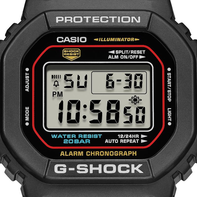 Casio G-SHOCK Herren Harz 200M Wasserdicht Stoßfest Alarm Quarz Uhr DW-5600RL-1