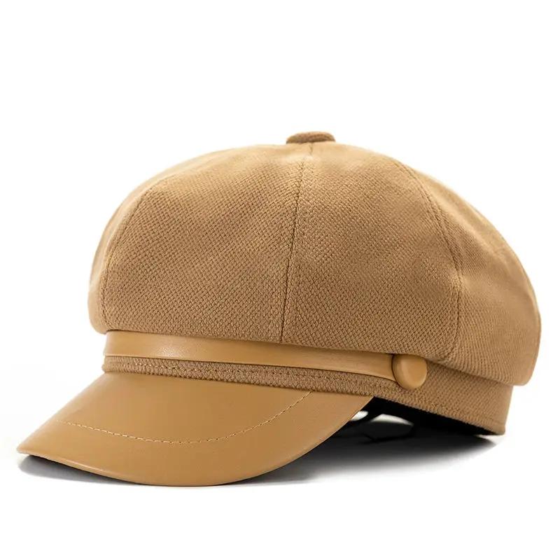 LDSLYJR Autumn Winter Cotton Solid Beret Octagonal Cap Newsboy Hat Military Hat Painter Hat For Girl and Women 16
