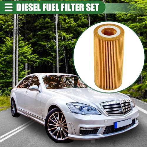 Motoforti Engine Oil Filter, Fuel Filter, for Mercedes C216 W221 W221, Made of Plastic, with Washer, No. 2751800009, Yellow, 1 Set
