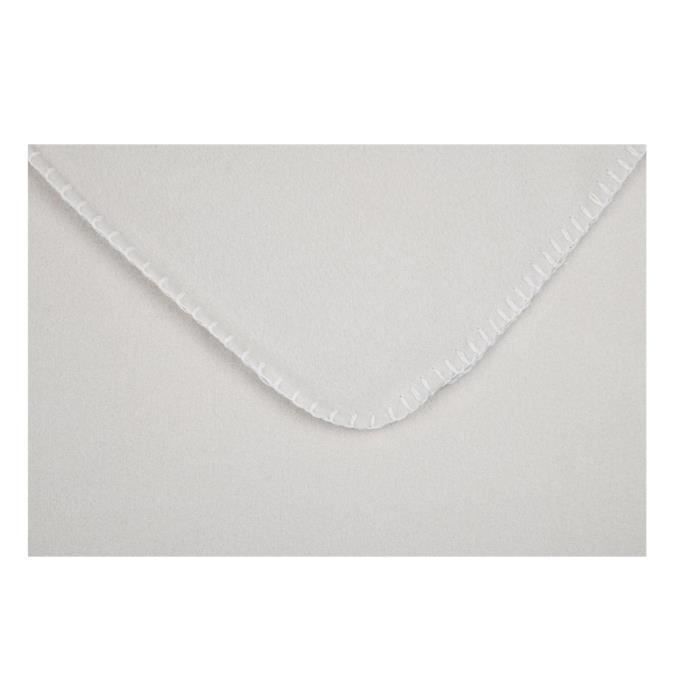 Plaid - Collection Uni - Ecru - 125 x 150 cm - 100% Polyester - Finition point de cheval