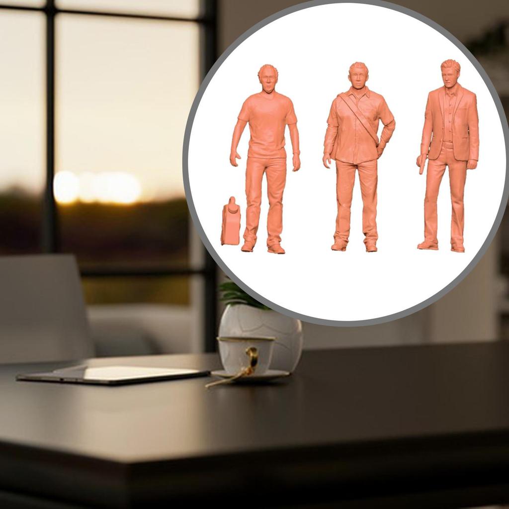 3 Pieces Miniature Architectural Figure DIY Crafts Tiny People Model for Sand Table, Scene