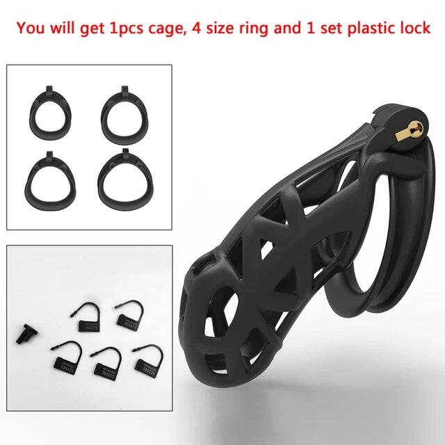 Newest!!!  V6 Version 3D Printed Double-Arc Chastity Device with 4 Size Ring, Penis Ring Lock Cage Cock Belt, Adult Sex Toys