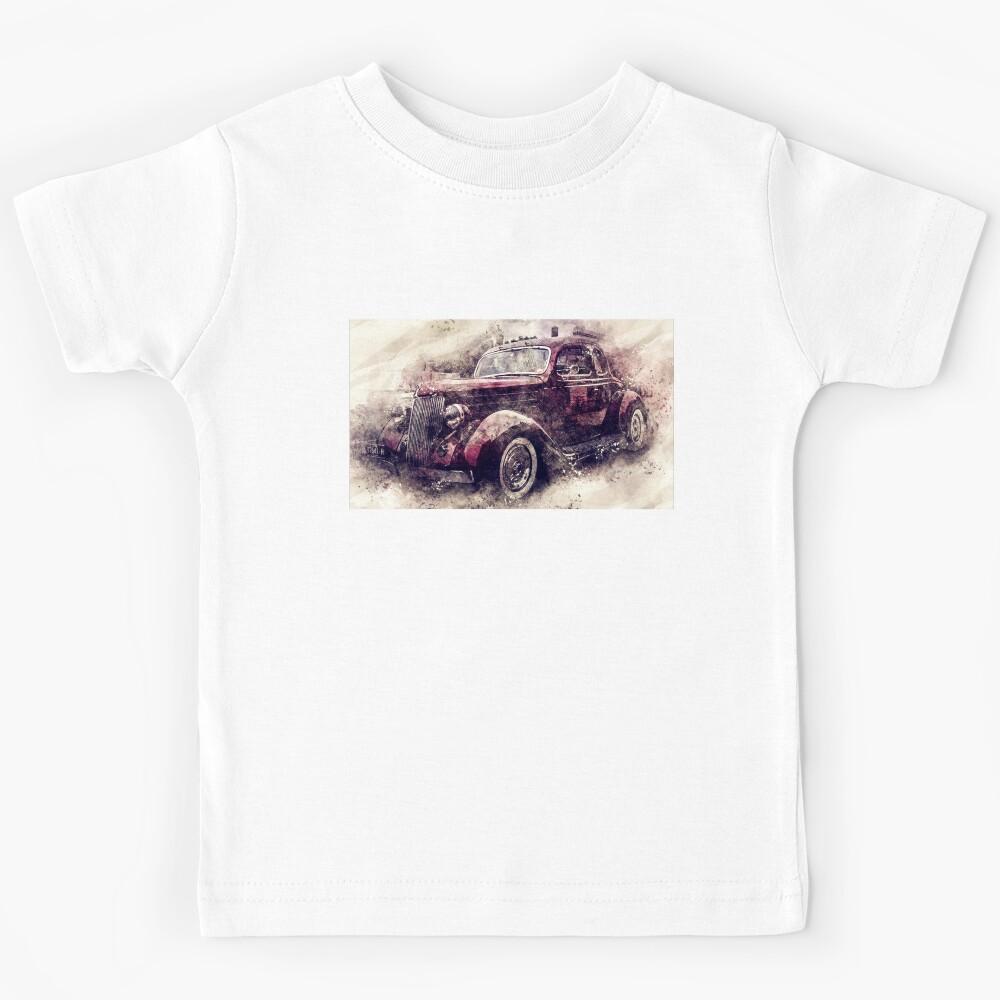 Red Roadster Watercolor and Pencil Sketch Kids T-Shirt 150