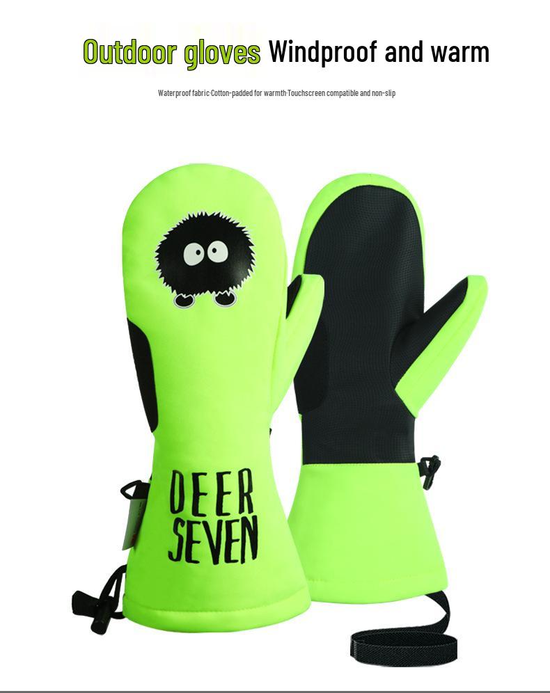 Thinsulate Cartoon Winter Snowboard Gloves - Men's, Women's, and Children's Windproof, Warm Outdoor Mittens