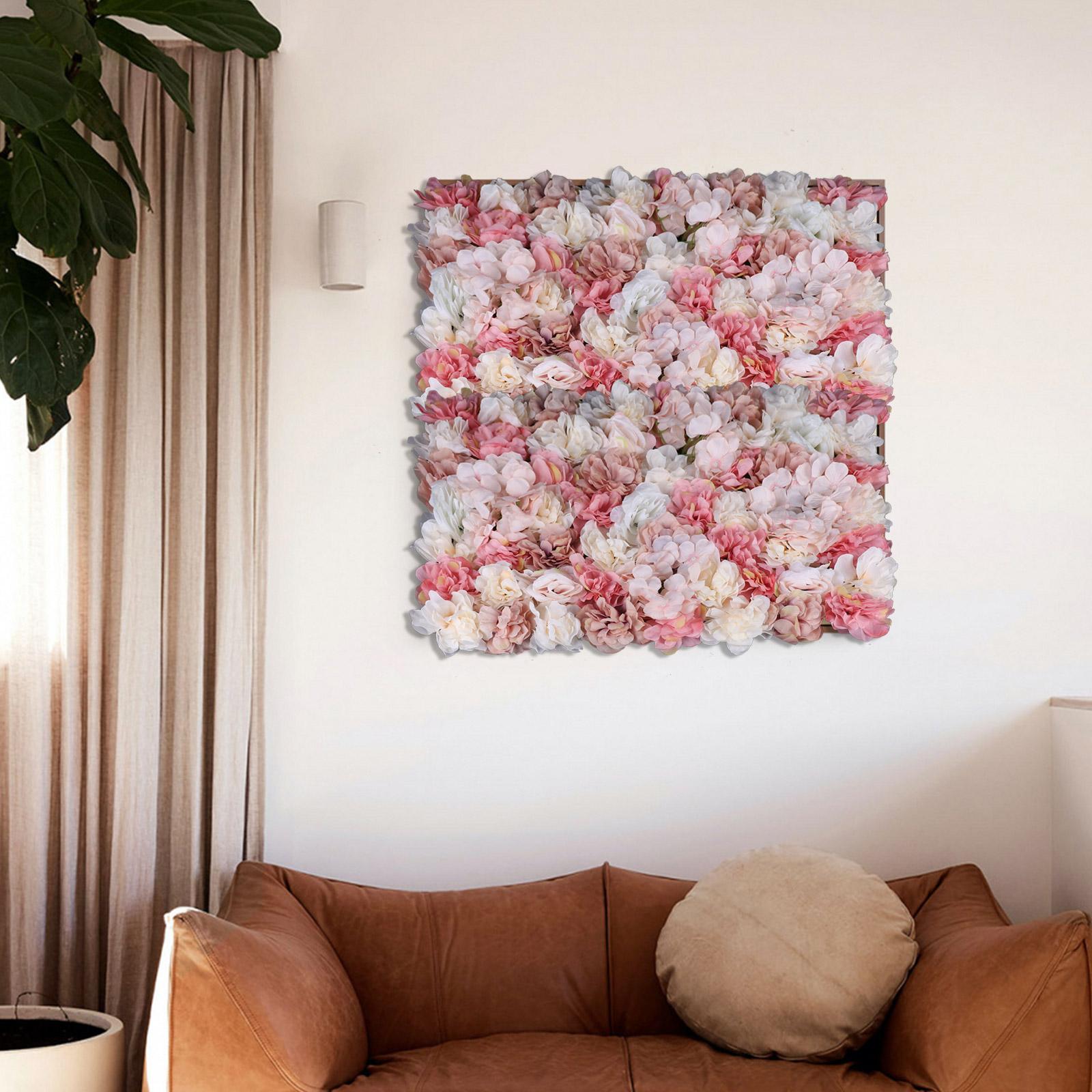

6 Pack Modern Artificial Flower Wall Panels, Pink & White Rectangular Floral Decor, Handmade Hanging Garden for Home & Wedding рожевий