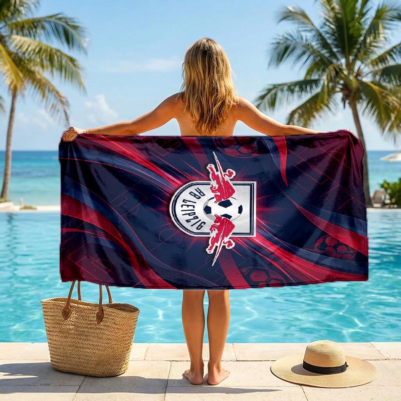 RB Leipzig Asciugamano da Spiaggia Calcio Microfibra Morbida Asciugamano Estivo Asciugatura Rapida Assorbente per Spiaggia Piscina Viaggio