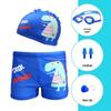 Kids' Quick-Dry Swim Trunks & Cap: Cartoon Square Leg, Small To Large Sizes for Boys & Teens